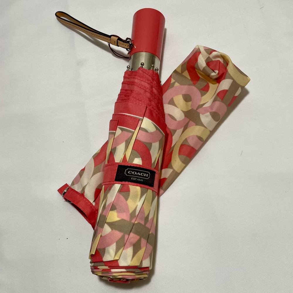Coach Pink and Yellow Signature “C” Patterned Umbrella, NWOT - Picture 10 of 11